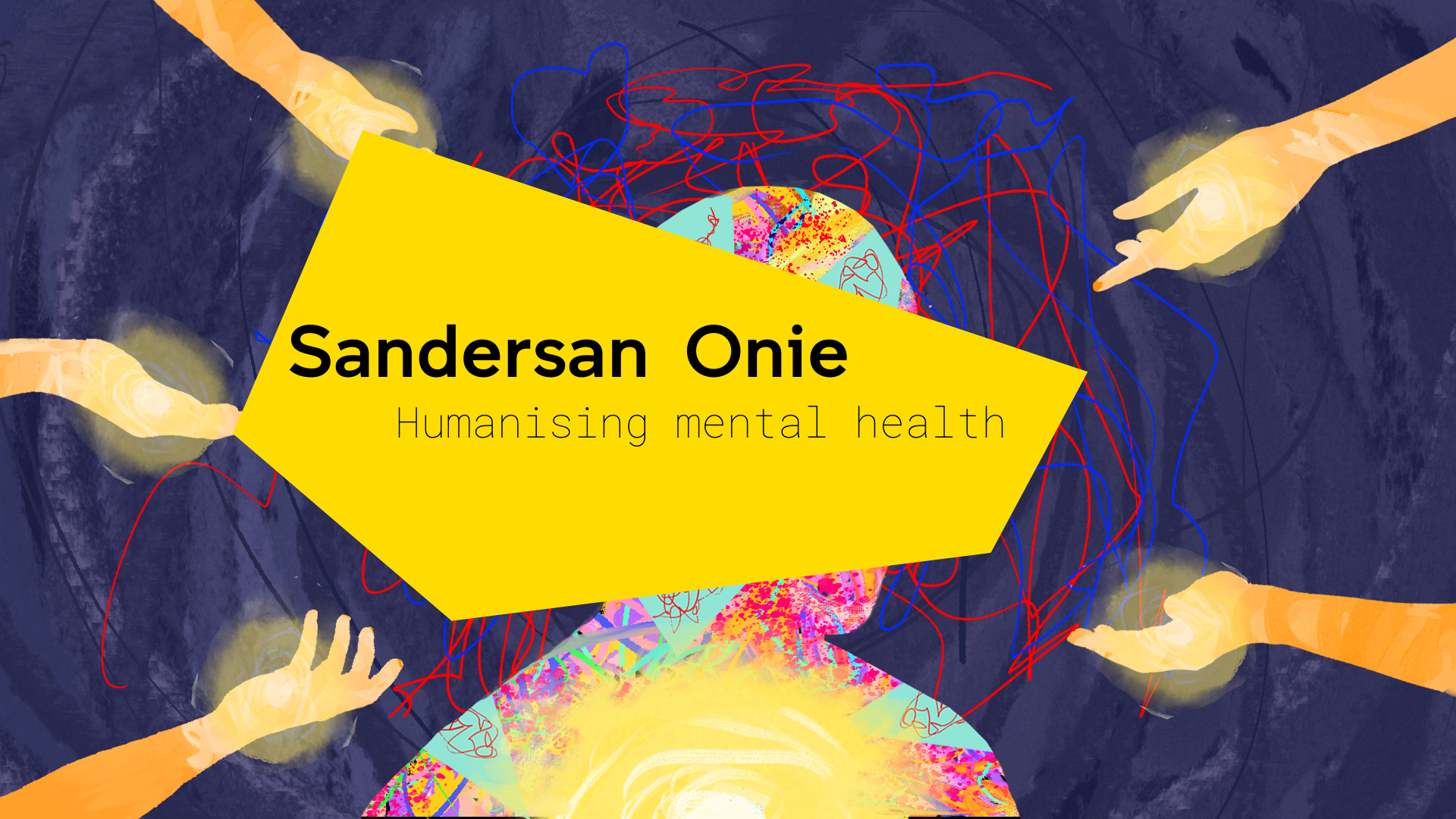 Illustration of person silhouette with hands reaching out