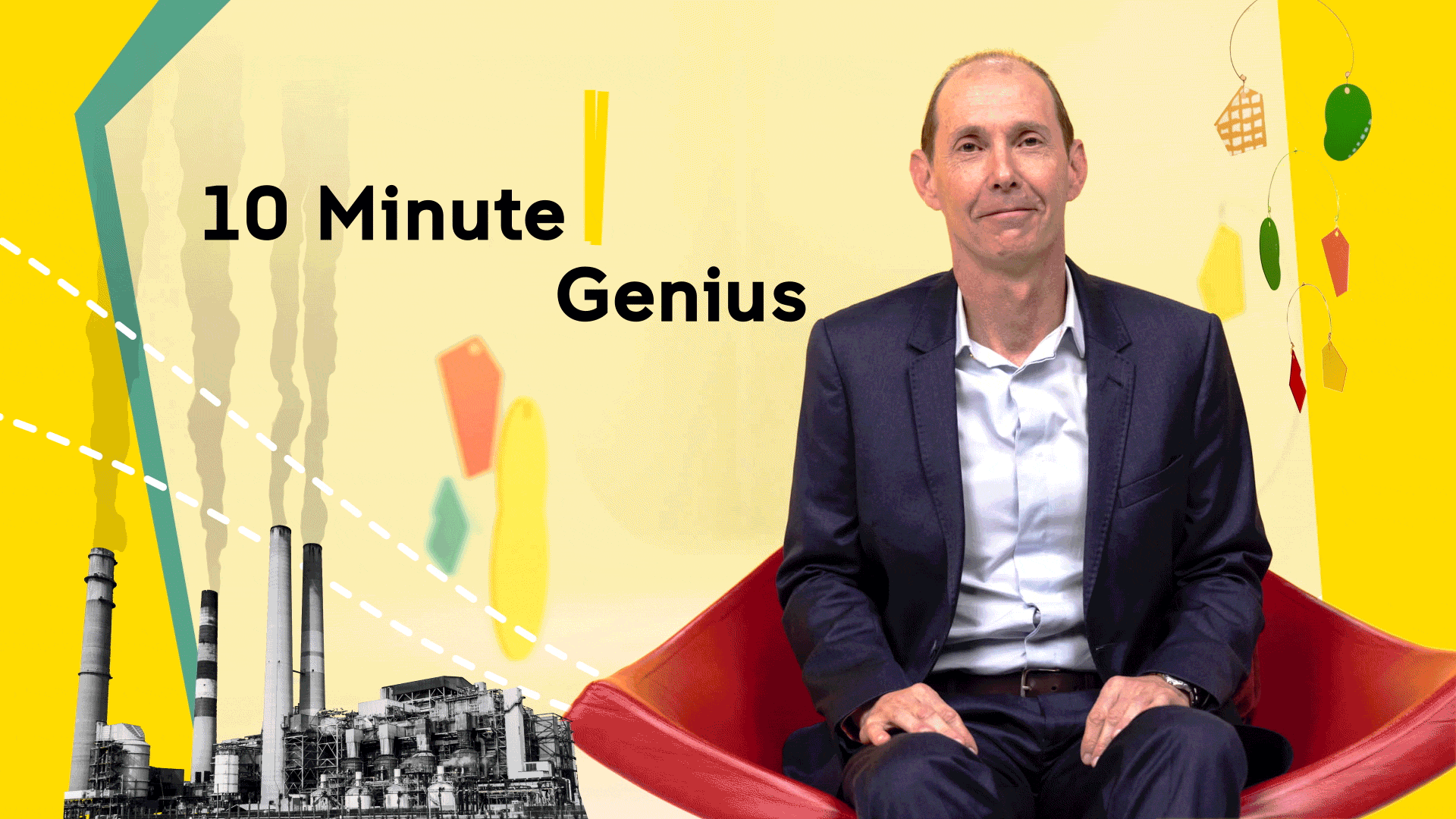 Jeremy Moss sitting on the 10 Minute Genius set