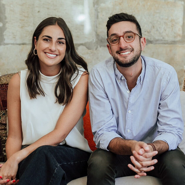 Sam Koslowski and Zara Seidler seated next to each other