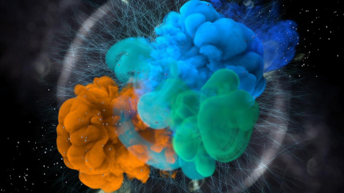 science explosion graphic with galaxy stars