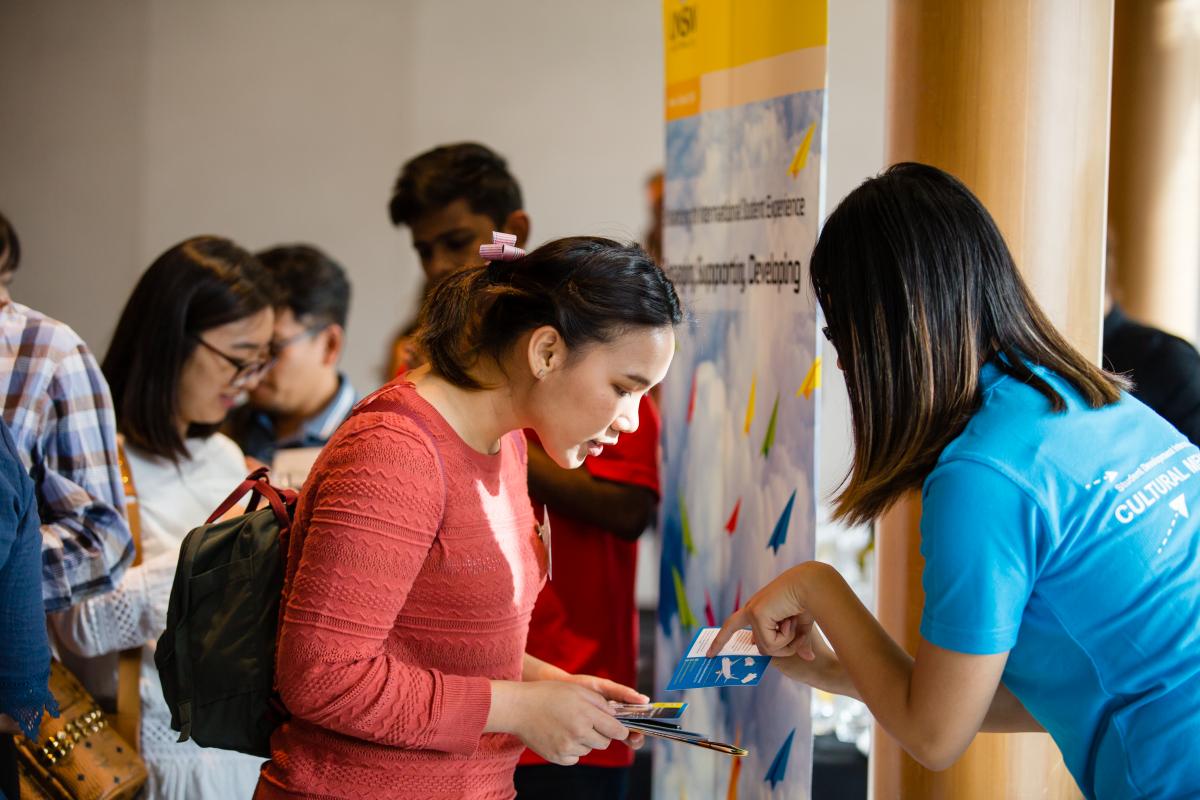 students talking about university courses