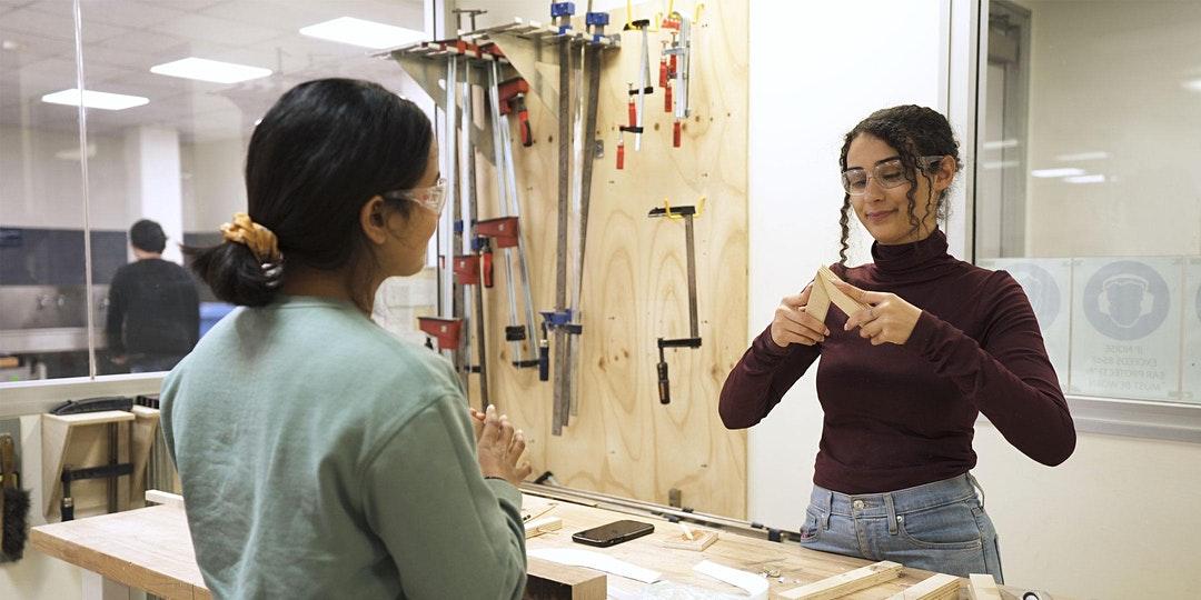 Two students in the Built Environment labs
