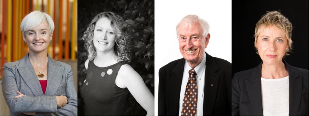 Image of Professor Emma Johnston AO, Nobel laureate Peter C Doherty, Kathy Bail, and Sara Phillips