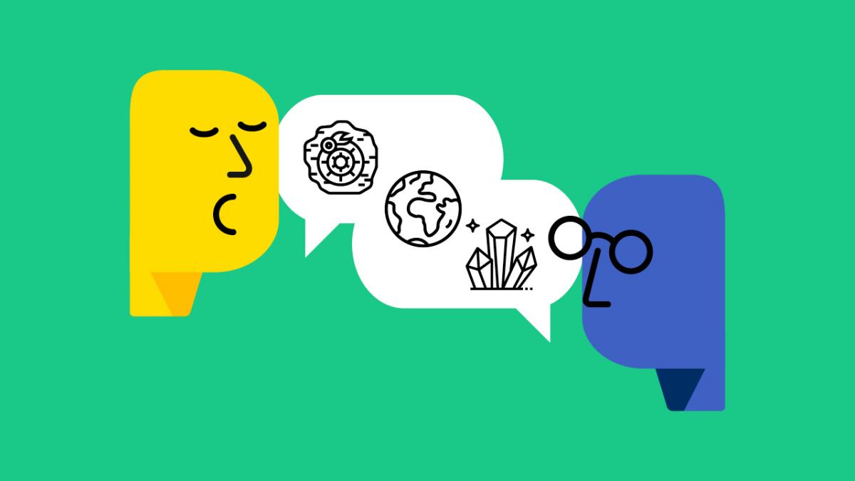 Graphic of two heads talking