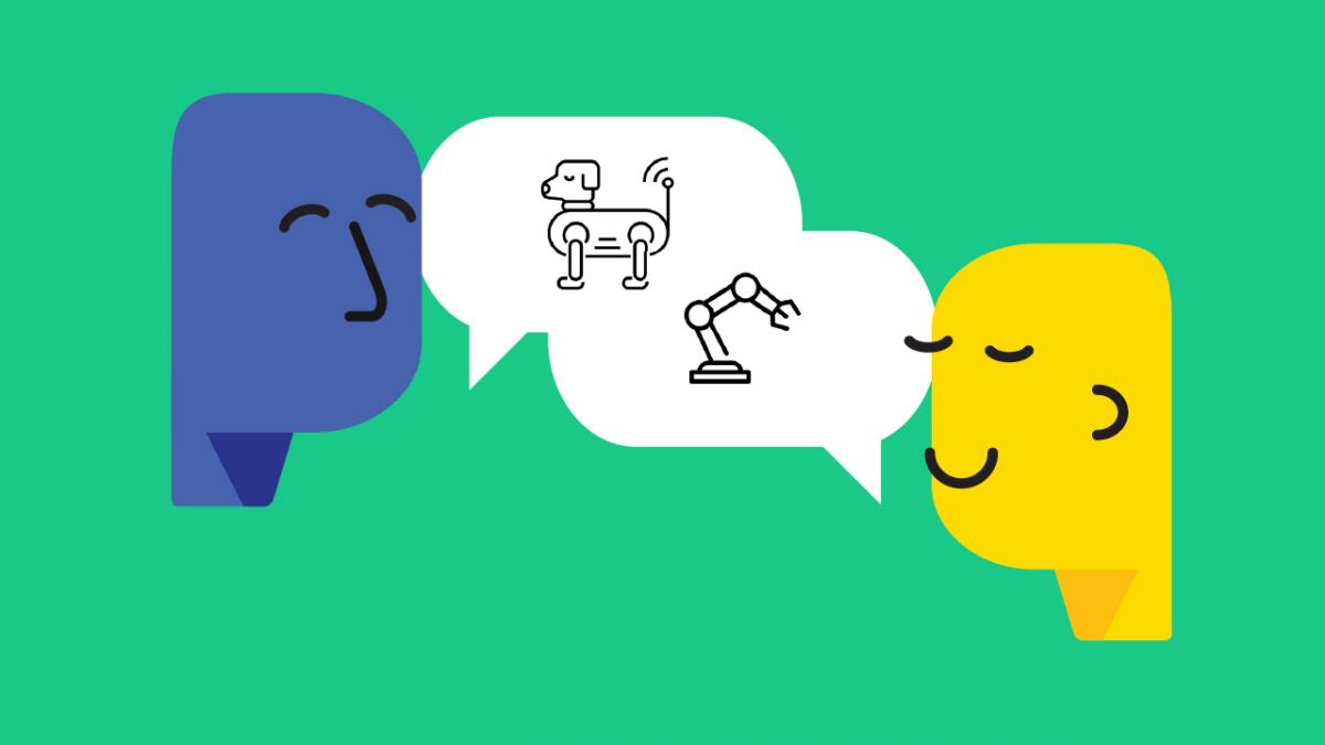 illustration of two heads talking to each other