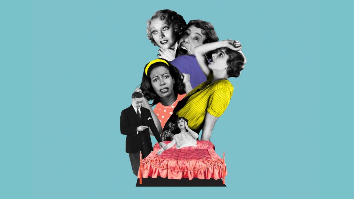 Collage of images of women in despair